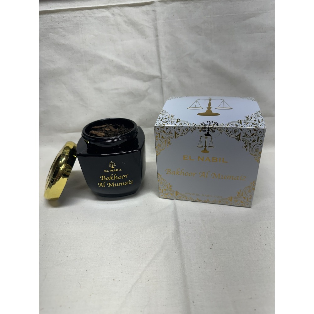 El‎ Nabil Bakhoor Al Mumaiz Incense 70g Black Jar with Gold Lid Original Box